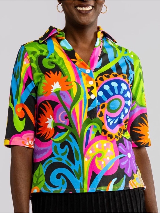 Lesley Evers Tops - Lesley Evers Kimmy Top in Bonanza funky color floral print